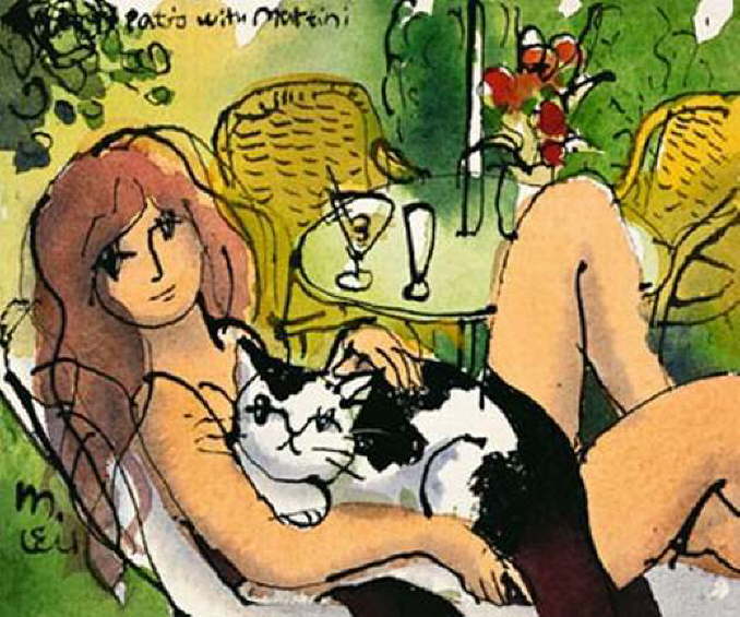 Женщина с кошкой читают Превера